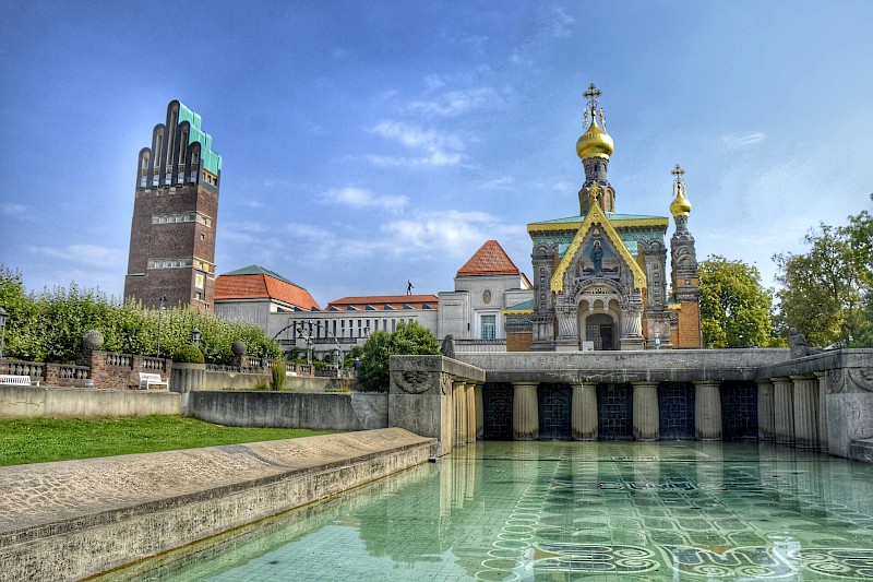 Hochzeitsturm und russische Kapelle auf der Mathildenhöhe
